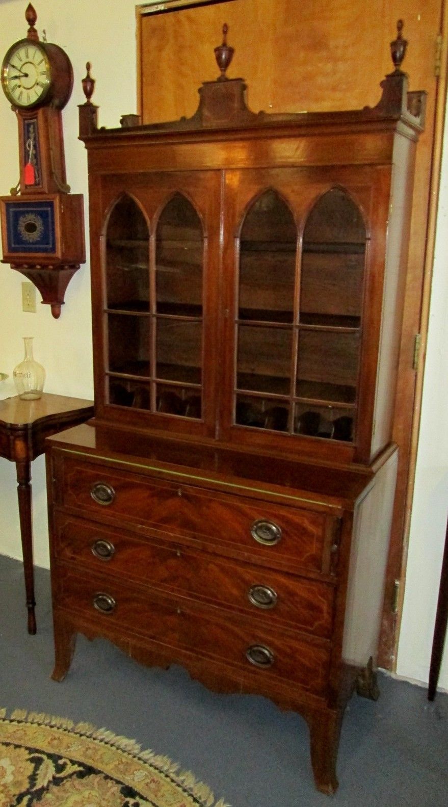 Fine Antique Inlaid Mahogany American Federal Style Secretary Desk